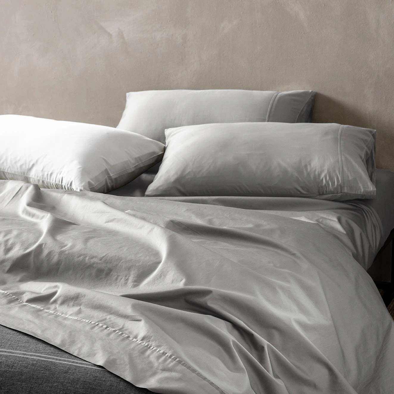 Pure 500 TC Egyptian Cotton Grey Sheet Set 2 Pure 500 TC Egyptian Cotton Grey Sheet Set - Image 2